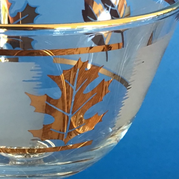 6 Vintage Libbey Frosted Glass Gold Leaf Pattern Glasses Elegant - Picture 9 of 14